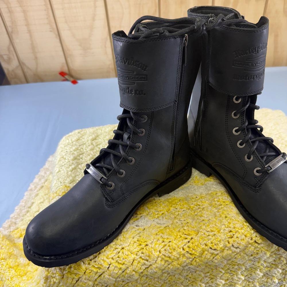 Harley-Davidson Hagerman Mens Black Leather Motorcycle Boots D93873 Size 11.5 M - Picture 2 of 16
